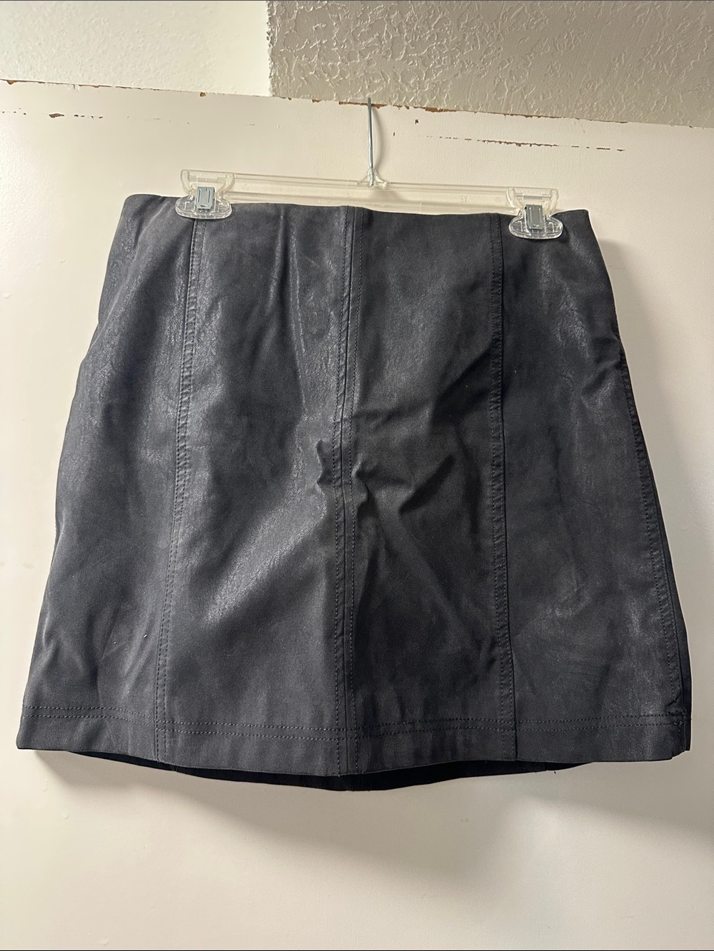 Black Faux Leather Mini Skirt - Women